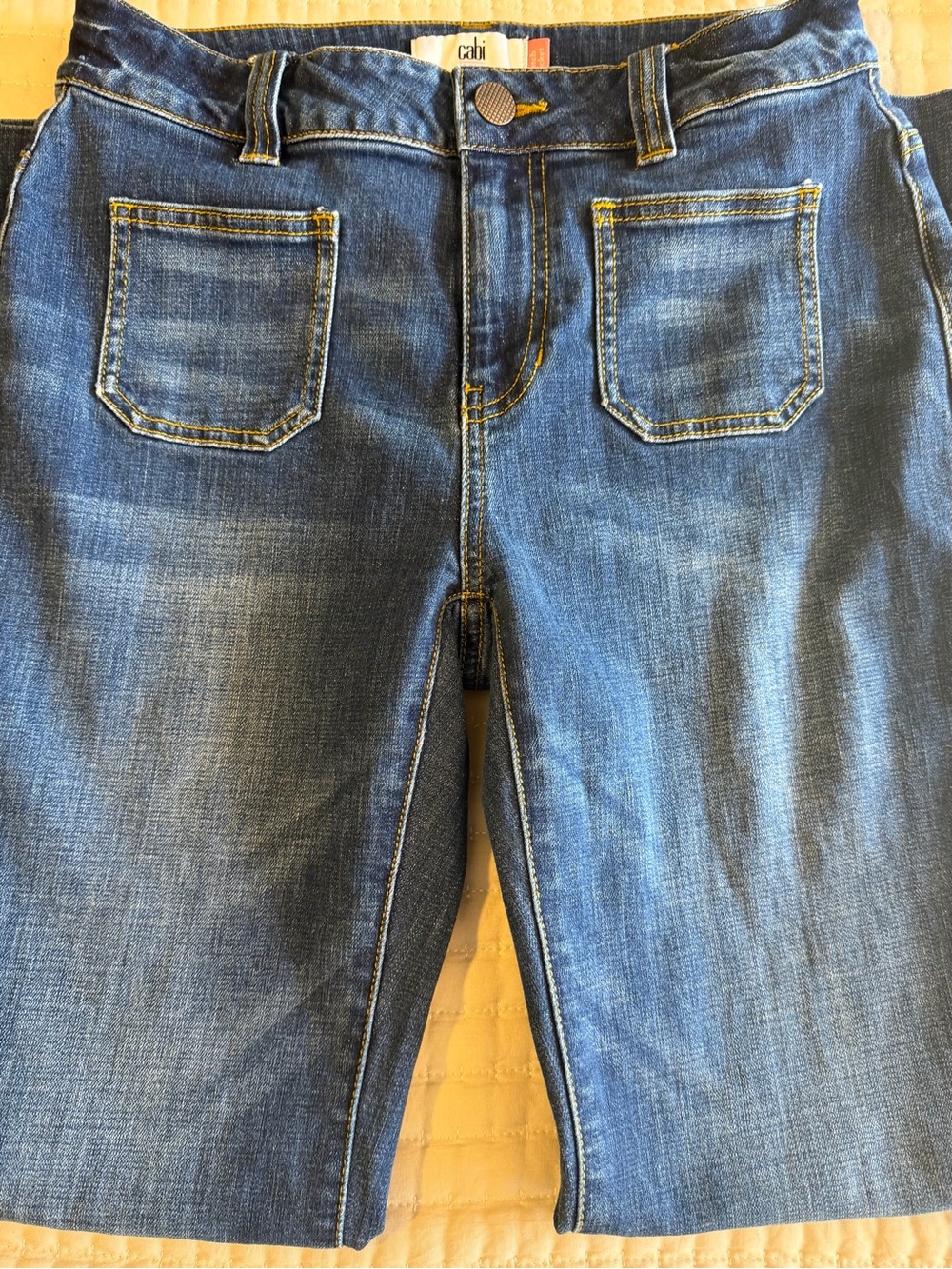 Cabi Patch Pocket Jeans Medium Blue Wash High Rise Straight Leg Denim Size 4 - Picture 7 of 10